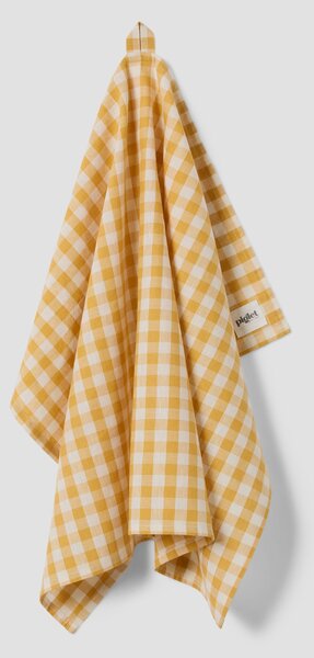 Honey Gingham Linen Blend Tea Towel | 50 x 70cm | Piglet in Bed