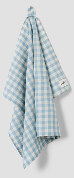 Warm Blue Gingham Linen Blend Tea Towel | 50 x 70cm | Piglet in Bed