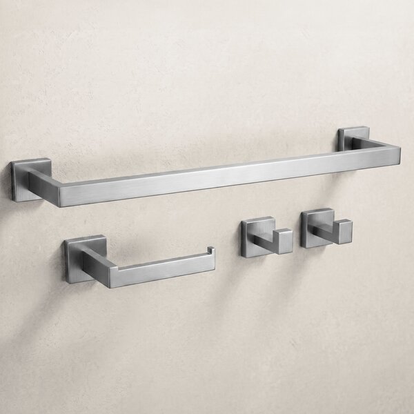 Bathroom Accessories Set Rio Brush Nickel 4 Pieces