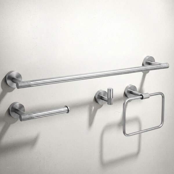 Bathroom Accessories Set GRID Brush Nickel 4 Pieces