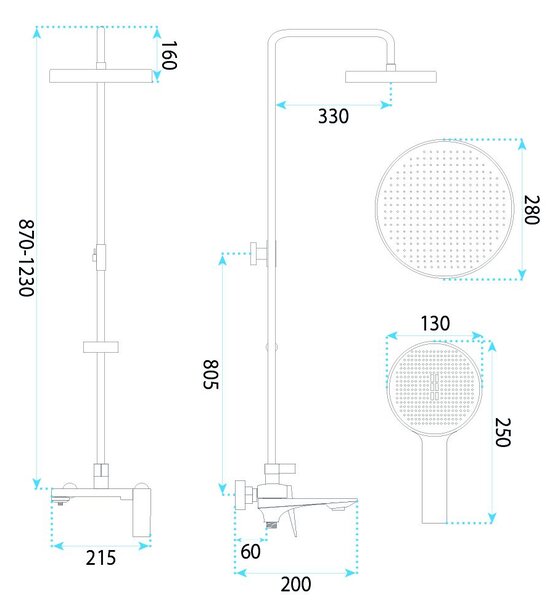 Shower set Rea Prime Brush Gold