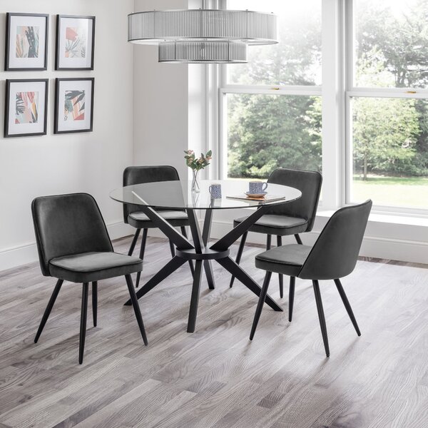 Burgess Set of 2 Dining Chairs, Velvet Grey