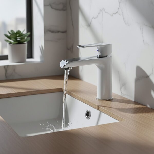 Bathroom faucet REA Bloom White Chrom Low