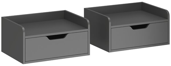 HOMCOM Floating Nightstands Set of 2, Wall Mounted Bedside Table with Drawer for Bedroom, Black