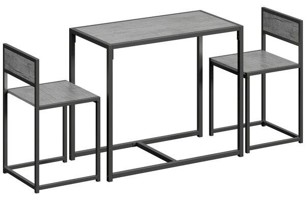 HOMCOM 3 Piece Table Stool Set - Charcoal Grey Wood-Effect