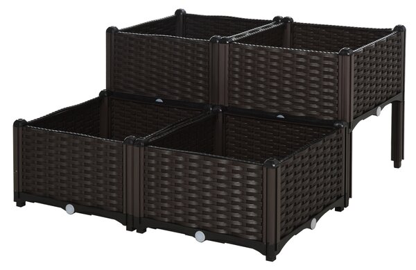 Outsunny Elevated Garden Bed, Patio Flower Plant Planter, Raised Vegetable Planting Container, Durable PP, Black Aosom UK