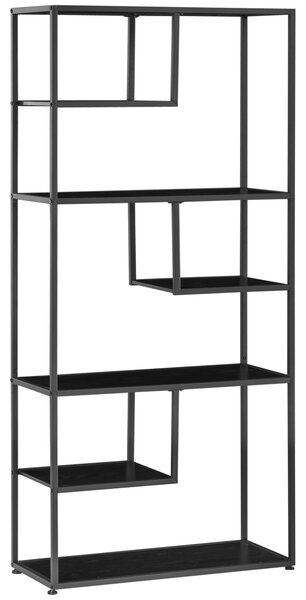 HOMCOM Industrial Accent Display Rack 7 Tier Bookcase, Display Rack for Living Room, Office, Bedroom, Black