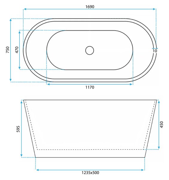 Freestanding Acrylic Bathtub ROMA 170