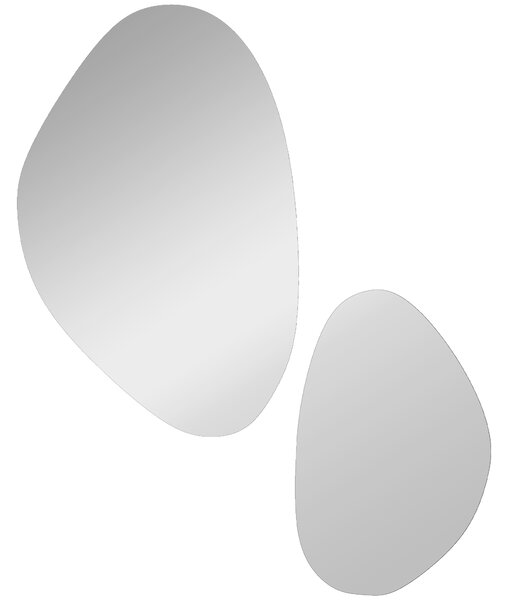 HOMCOM Set of 2 Pebble-Shaped Wall Mirror - Black