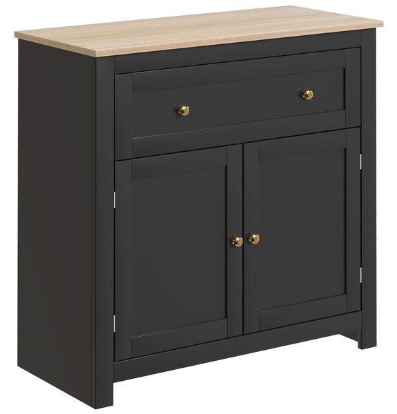 HOMCOM Sideboard Storage Cabinet, Modern Kitchen Cupboard with Adjustable Shelf, Drawer and Double Doors, Black