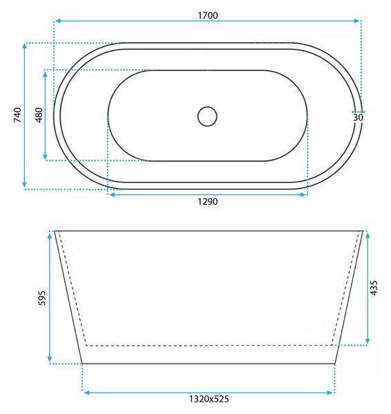Freestanding Acrylic Bathtub OFELIA 170