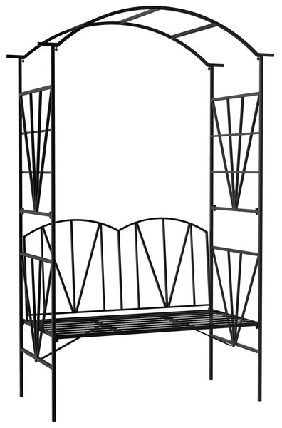 Outsunny Garden Bench, 2 Seater Outdoor Patio Bench, Metal Garden Loveseat with Arch for Vines and Climbing Plants, Black