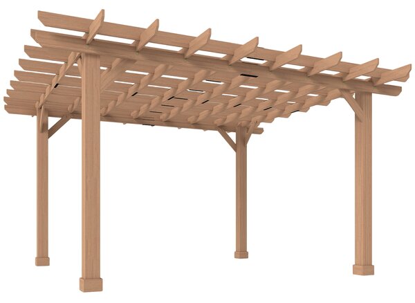 Outsunny Graden Pergola Kit, Wooden Pergola Gazebo Grape Trellis with Stable Structure, 3.6 x 3.6m, Dark Brown