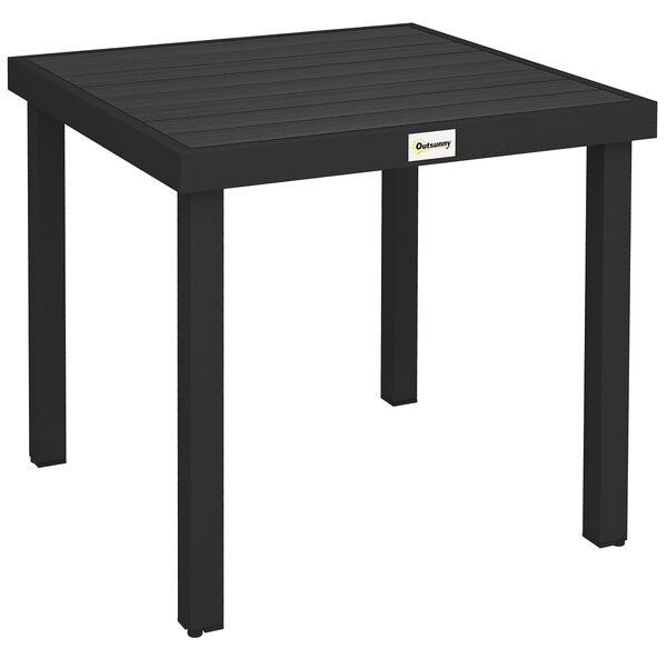 Outsunny 78 cm Garden Dining Table for 4 People, Square Outdoor Coffee End Side Table with Aluminium Legs, Black