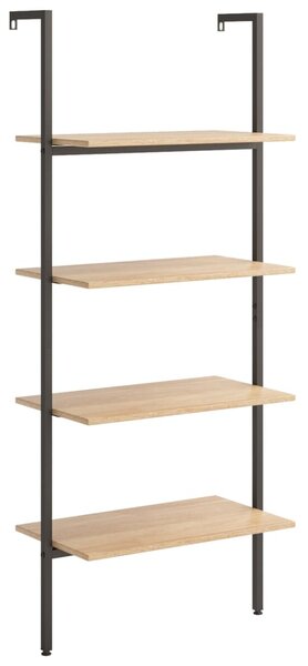 4-Tier Leaning Shelf Light Brown and Black 64x35x152.5 cm