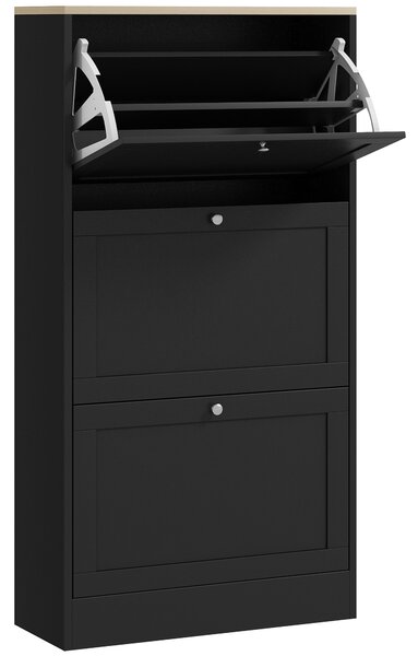HOMCOM Modern Compact Three-Drawer Shoe Storage Cabinet - Black