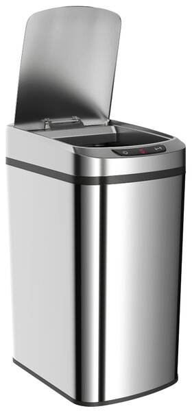 HOMCOM 12L Sensor Bin, Automatic Touchless Motion Sensor Kitchen Bin with Fingerprint Resistant Stainless Steel, Silver