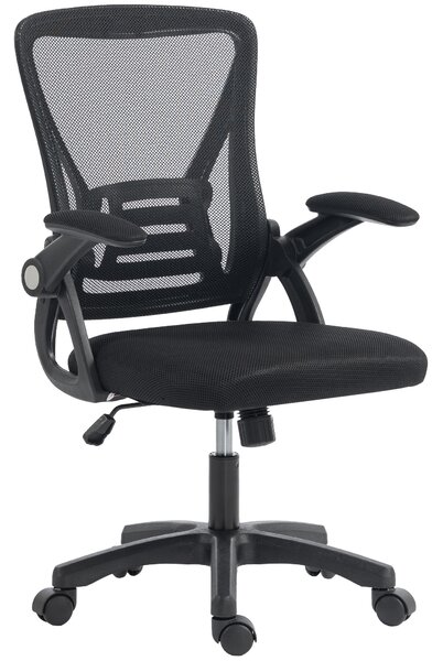 HOMCOM Office Chair, Mesh Desk Chair with Flip-up Armrests, Lumbar Support, Adjustable Height, Black