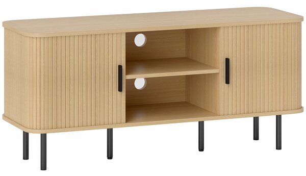 HOMCOM TV Stand Cabinet for TVs up to 55 Inches, TV Unit with Storage Shelves and Cupboard for Living Room, Oak Tone Aosom UK