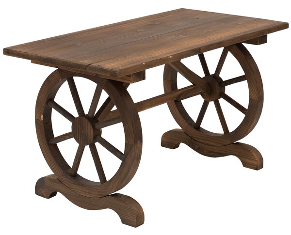 Outsunny Patio Coffee Table, Outdoor Dining Display Desk, Water-Resistant Natural Fir Wood Aosom UK