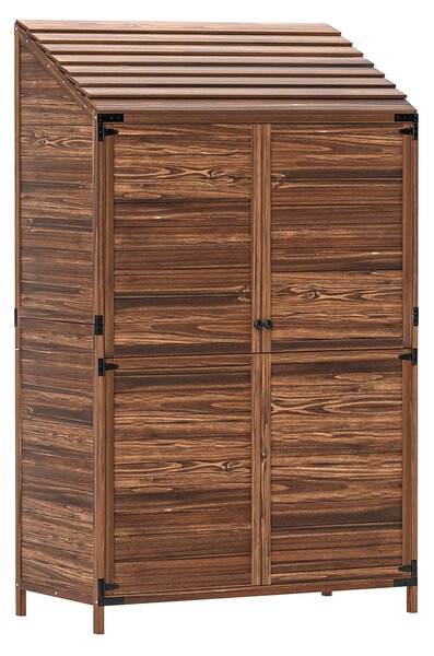 Outsunny 59 x 103.5 cm Two-Tier Wooden Garden Shed - Brown