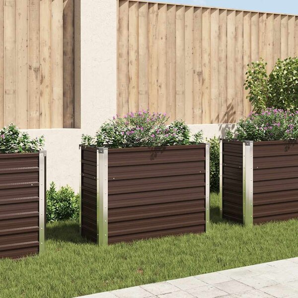 Garden Raised Bed Brown 100x40x77 cm Galvanised Steel