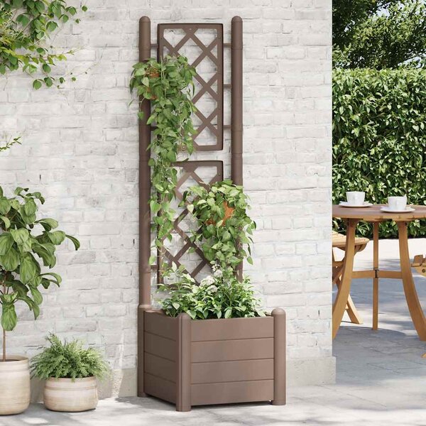 Garden Planter with Trellis 43x43x142 cm PP Mocha