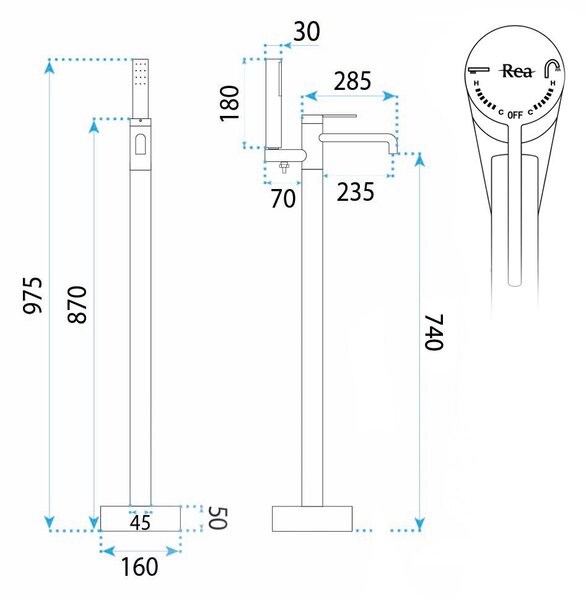 Free-standing faucet Rea Foster Brush Gold