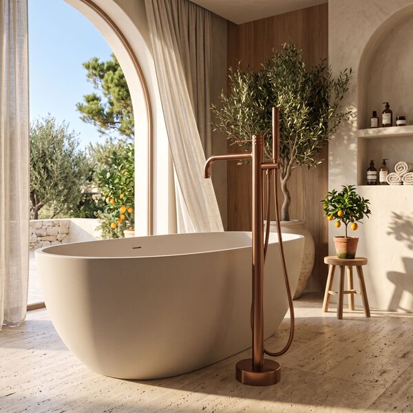 Free-standing faucet Rea Lungo Diamond Brush Copper