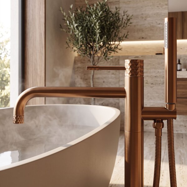 Free-standing faucet Rea Lungo Diamond Brush Copper