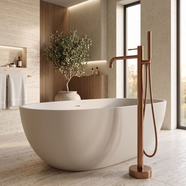 Free-standing faucet Rea Lungo Diamond Brush Copper