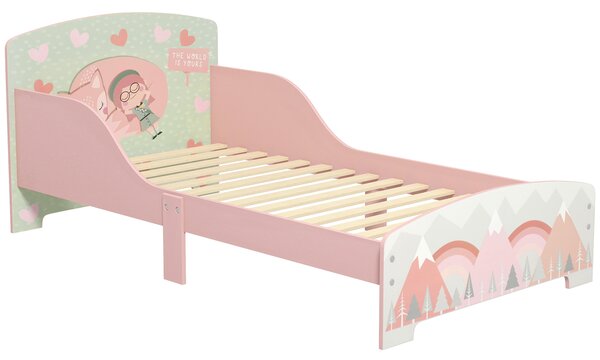 ZONEKIZ Toddler Bed Frame, Kids Bedroom Furniture for Ages 3-6 Years, Pink Aosom UK