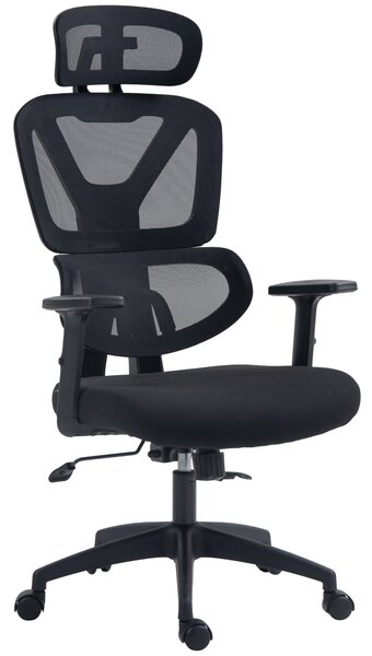 Vinsetto Ergonomic Office Chair, Mesh, Height Adjustable, Lumbar Support, w/ Swivel Casters & Headrest, Ebony Black Aosom UK
