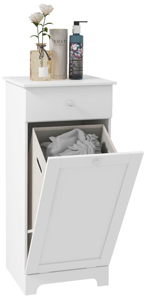 HOMCOM Bathroom Cabinet with Laundry Basket, Bathroom Storage Unit with Foldable Laundry Hamper and Drawer for Washroom, White Aosom UK