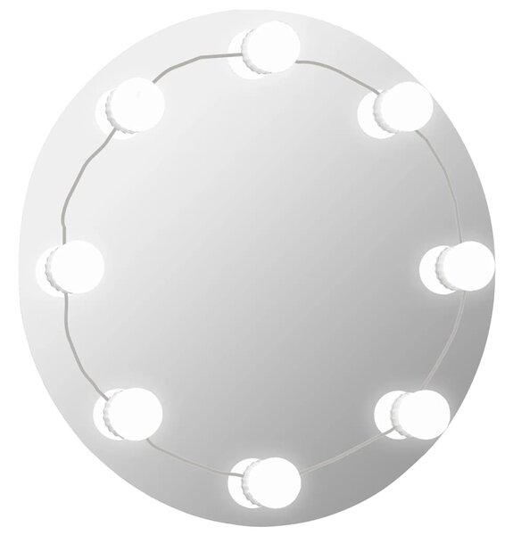 Wall Mirror with LED Lights Round Glass