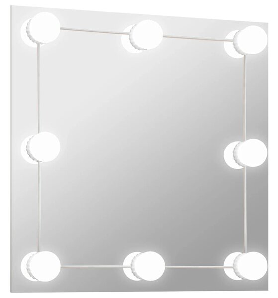 Wall Mirror with LED Lights Square Glass