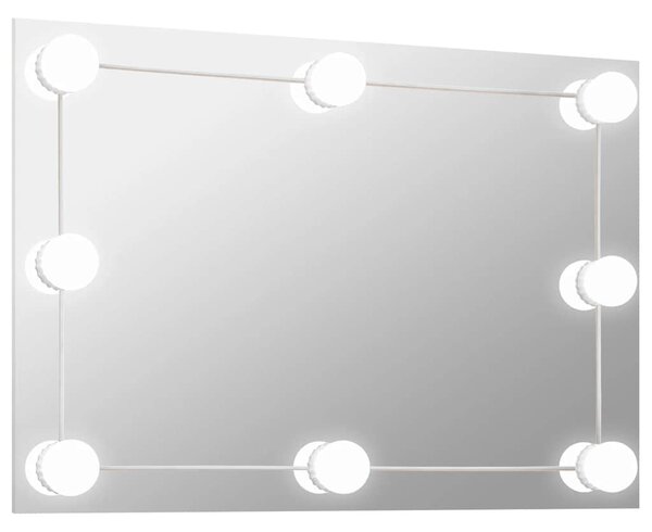 Wall Mirror with LED Lights Rectangular Glass