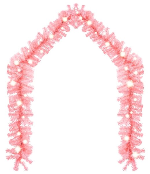 Christmas Garland with LED Lights 5 m Pink