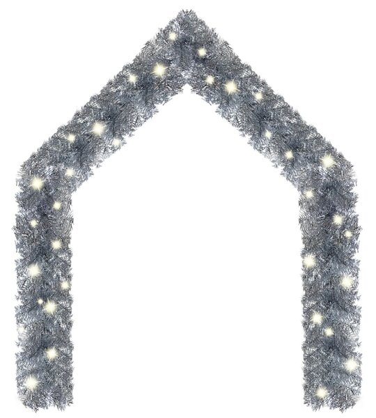 Christmas Garland with LED Lights 10 m Silver