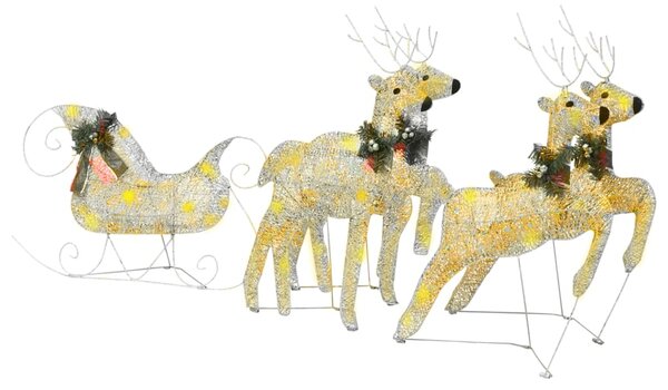 Reindeer & Sleigh Christmas Decoration 100 LEDs Outdoor Gold