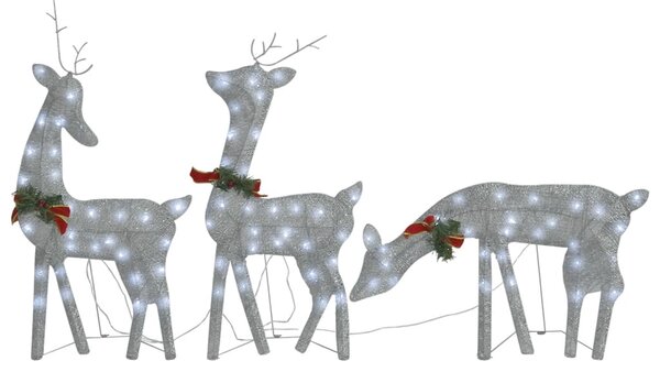 Christmas Reindeer Family 270x7x90 cm Silver Cold White Mesh