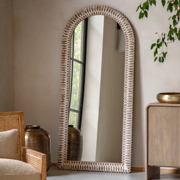Pimlico 77cm x 170cm Arch Leaner Mirror White Wash