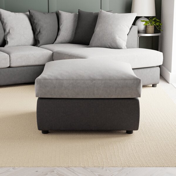 Blake Soft Faux Leather Combo Footstool Soft Faux Leather Graphite