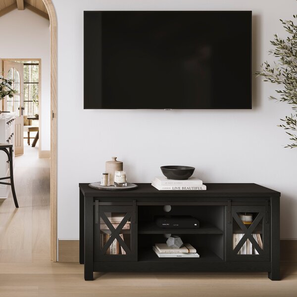 Clover TV Unit for TVs up to 55", Black Glass Black