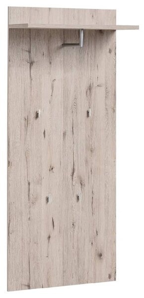 Deland Wooden Wall Coat Rack With 1 Shelf In Wellington Oak