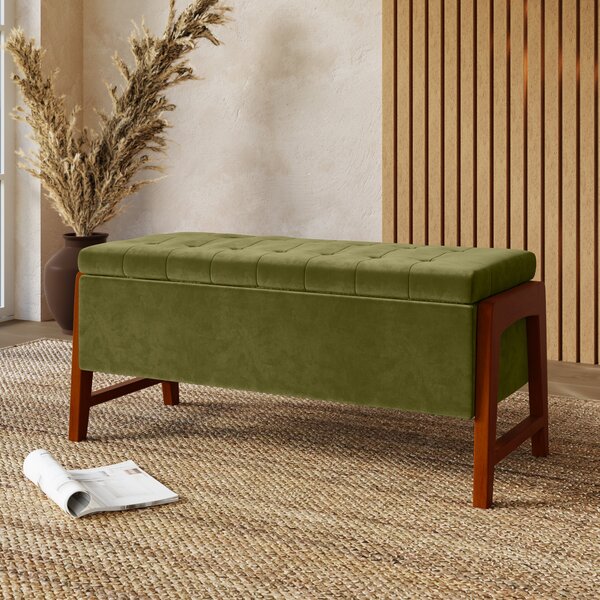 Annie Olive Velvet Ottoman Olive