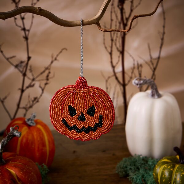 Pumpkin Beaded Hanging Decoration Orange