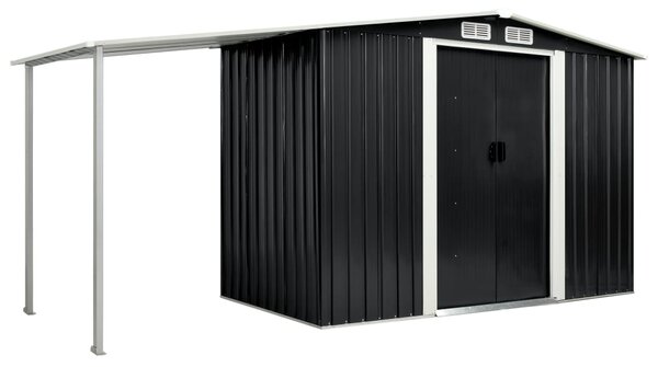 Garden Shed with Sliding Doors Anthracite 386x131x178 cm Steel
