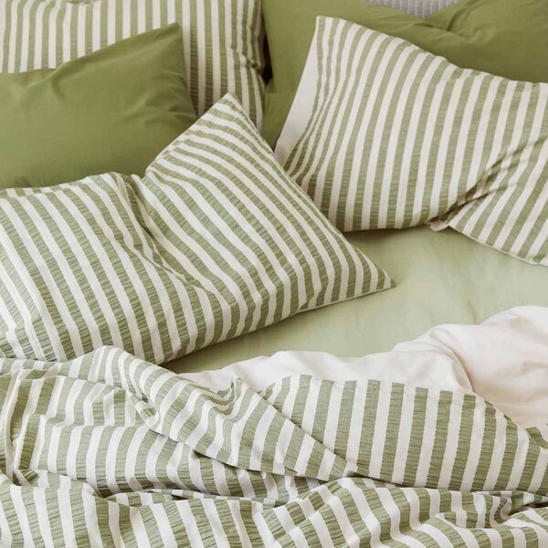 Piglet Pear Seersucker Stripe Cotton Duvet Cover Size Single