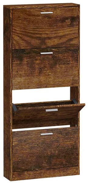 Shoe Cabinet Smoked Oak 59x17x150 cm Engineered Wood